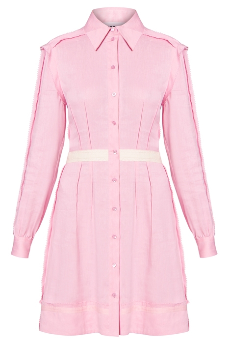 INSIDE OUT LINEN BLEND CANVAS SHIRT DRESS PINK 3