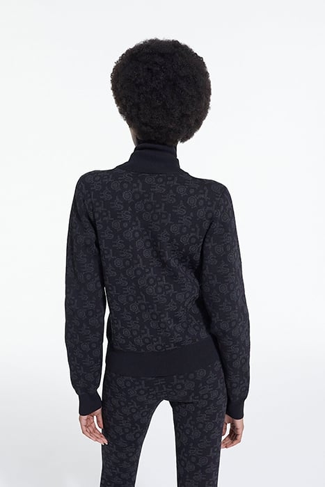MOCK NECK SWEATER IN ALL OVER LOGO JACQUARD BLACK DARK GREY 2