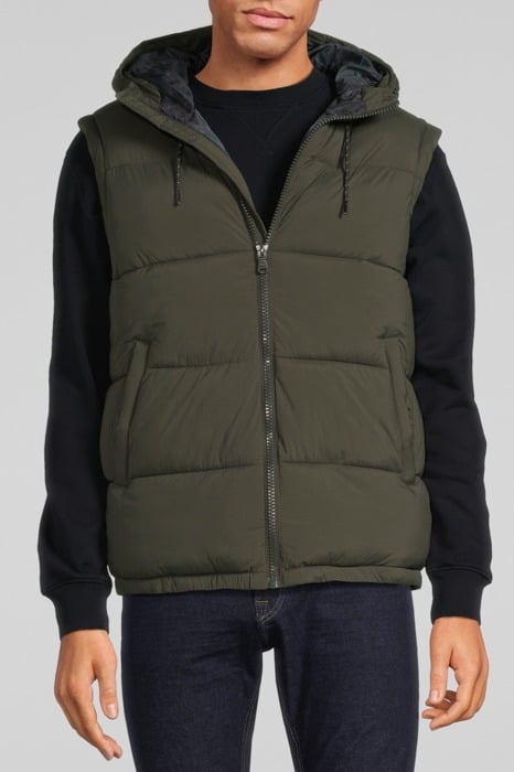 KHAKI HOODED BODYWARMER KHAKI 1