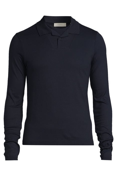 NAVY POLO SHIRT WITH ROUND TROMPE-L'OEIL COLLAR NAVY 3