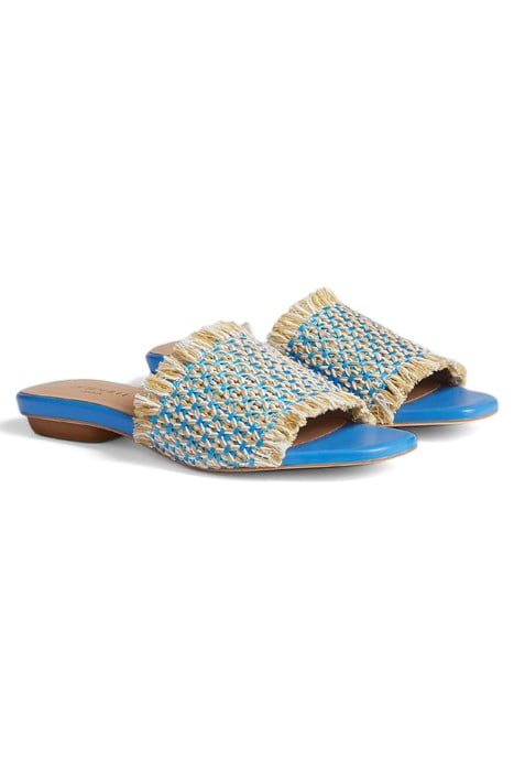 FLS MEERA WOVEN RAFFIA BLUE/CREAM 2