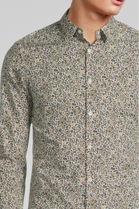 KHAKI MICRO-FLOWER PRINT ORGANIC SLIM SHIRT KHAKI 4