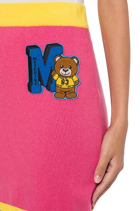 VARSITY TEDDY BEAR KNITTED MINI SKIRT PINK 4