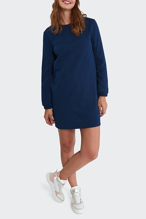 NAVY SWEATSHIRT DRESS WITH SLOGAN ON BACK 3