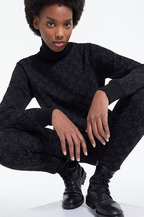 MOCK NECK SWEATER IN ALL OVER LOGO JACQUARD BLACK DARK GREY 6