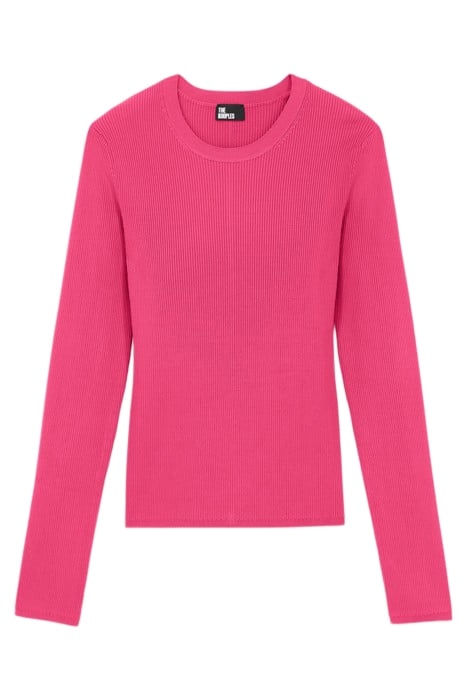 LONG SLEEVED ROUND NECK SWEATER IN VISCOSE PINK 1