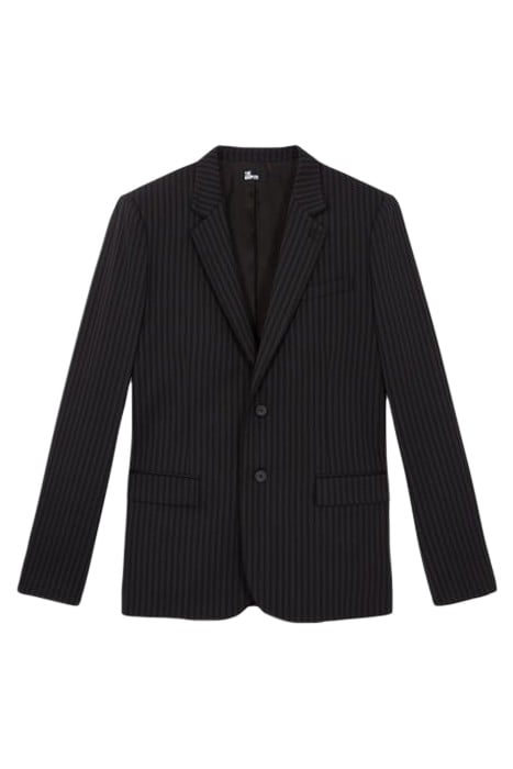 CLASSIC PIPPING COLLAR SUIT JACKET BLACK GREY 3