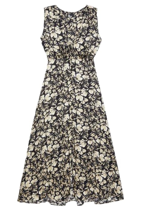 LONG SLEEVELESS DRESS BLACK BROWN 1