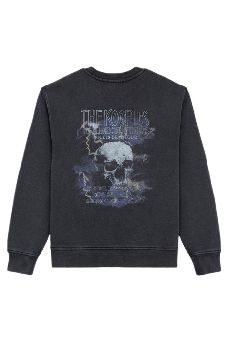 SKULL ROUND NECK SWEATSHIRT BLACK WASHED 2