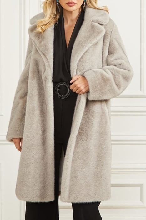 BIANCA FAUX FUR COAT GREY PEARL MULTI 6