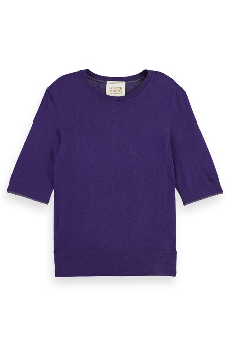 SHORT SLEEVED CREW NECK PULLOVER AUBERGINE 1