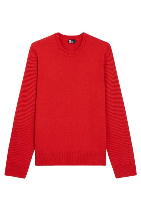 ROUND NECK SWEATER WITH POINT DETAILS ON THE SIDE RED 1