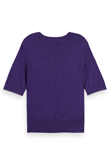 SHORT SLEEVED CREW NECK PULLOVER AUBERGINE 2