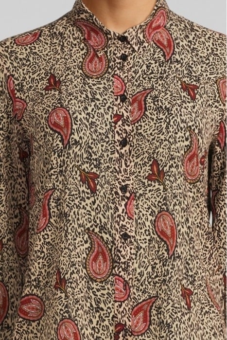 ECRU RECYCLED PAISLEY LEOPARD PRINT SHIRT 4