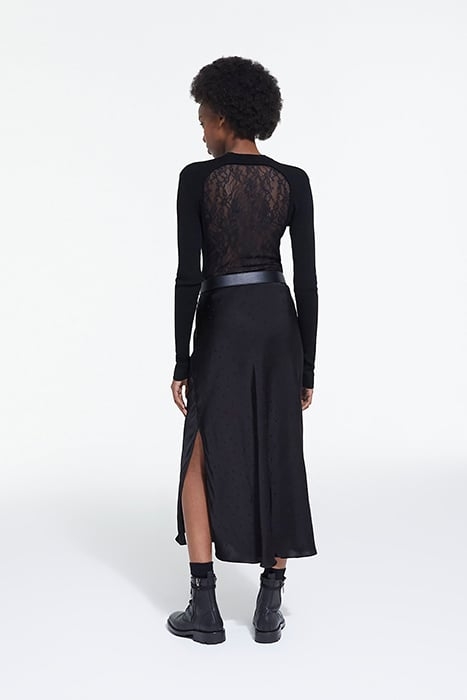 SWEATER WITH SHIFT BACK AND LACE INSERT BLACK 4