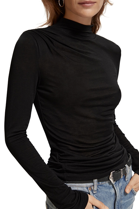 SHOULDER PADDED LONG SLEEVE TOP EVENING BLACK 5