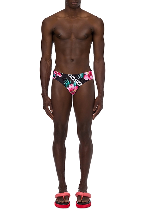 HIBISCUS PRINT SWIM BRIEFS BLACK 1