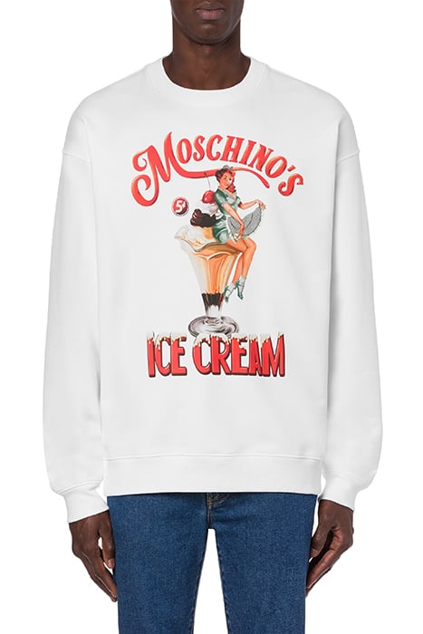 MOSCHINO'S ICE CREAM COTTON SWEATSHIRT WHITE 1