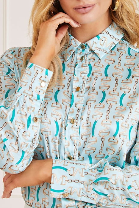 MELISSA PRINTED POLY GOLDEN MONOGRAM BUTTON-DOWN SHIRT GREE 5