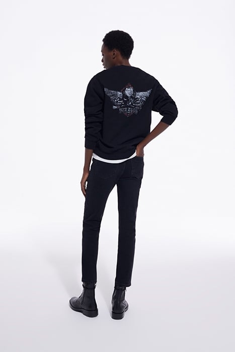 ROCK IS DEAD ROUND NECK SWEATSHIRT BLACK WASHED 4