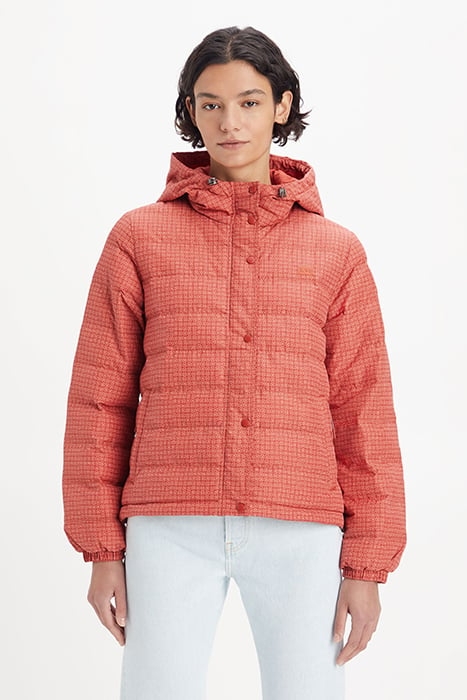 EDIE PUFFER JACKET IN CORAL 1