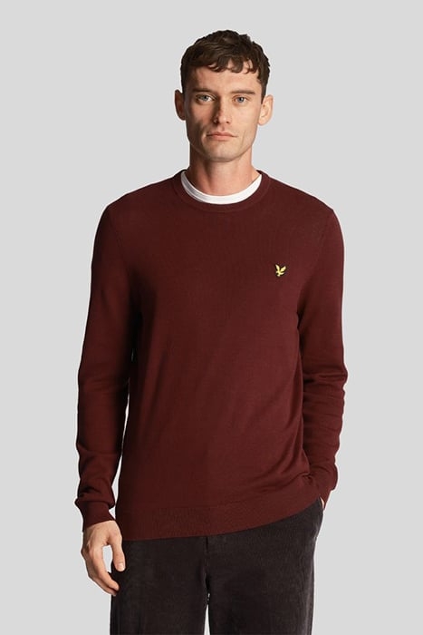 COTTON CREW NECK JUMPER BURGUNDY 1