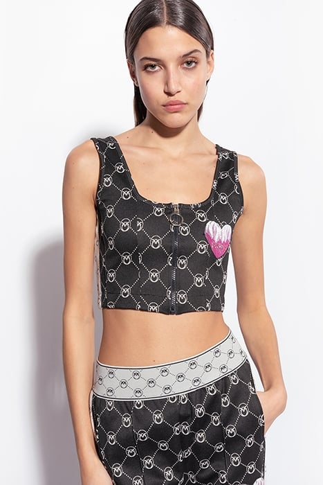 IRRIVERENTE TOP PUNTO STOFFA JACQUARD LOGO CON PATCH RICAMAT 1