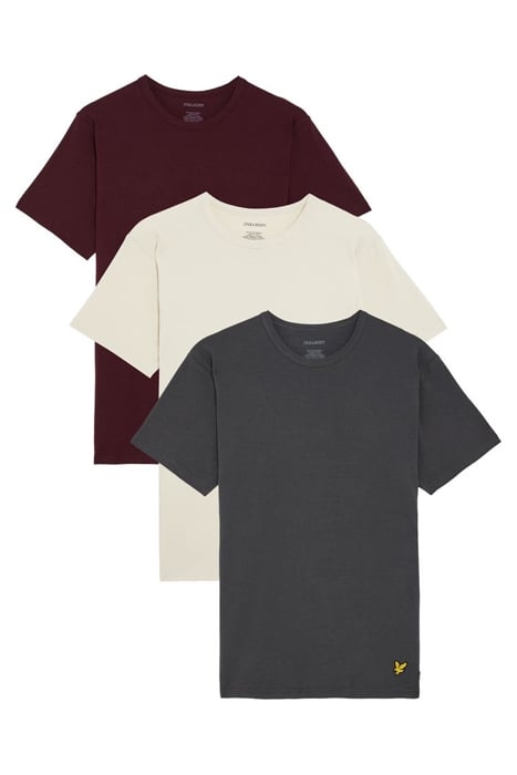BASIC 3 PACK T-SHIRT GUNMETAL/ COVE/ BURGUNDY 1