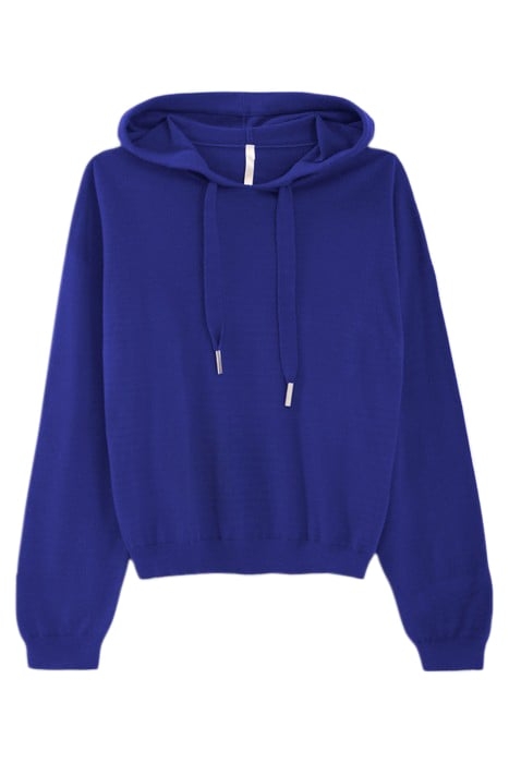 SAPPHIRE BLUE LUREX KNIT HOODED SWEATER BLUE 1