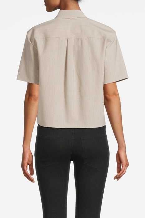 CROPPED SHORT-SLEEVE SHIRT IN GOOD WOOL SAND MELANGE 2