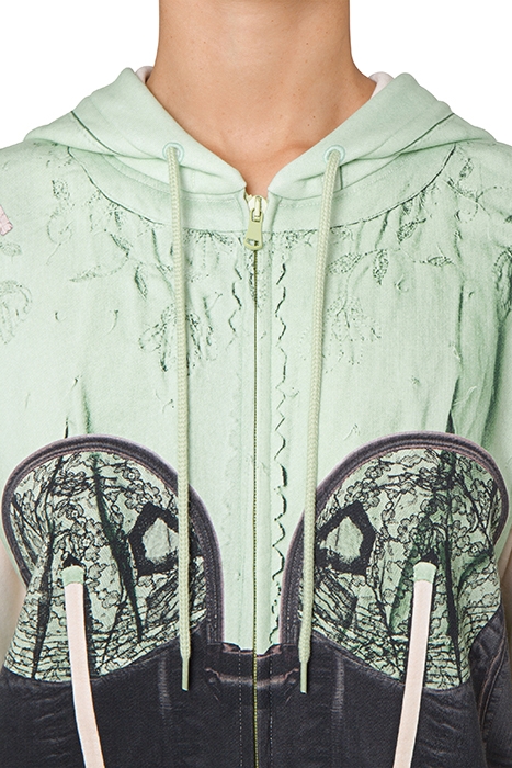 INSIDE OUT TROMPE-L'ŒIL HOODIE GREEN 4