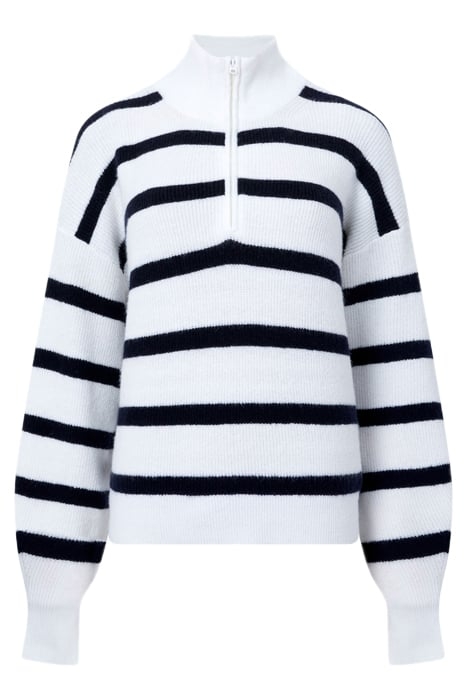 VHARI STRIPE RIB 1/2 ZIP WINTER WHT/MIDNIGHT 1