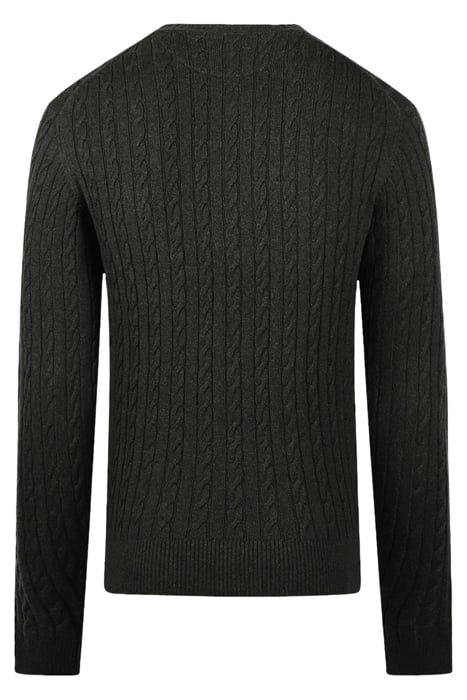 CABLE CREW NECK SWEATER DARK SAGE 2