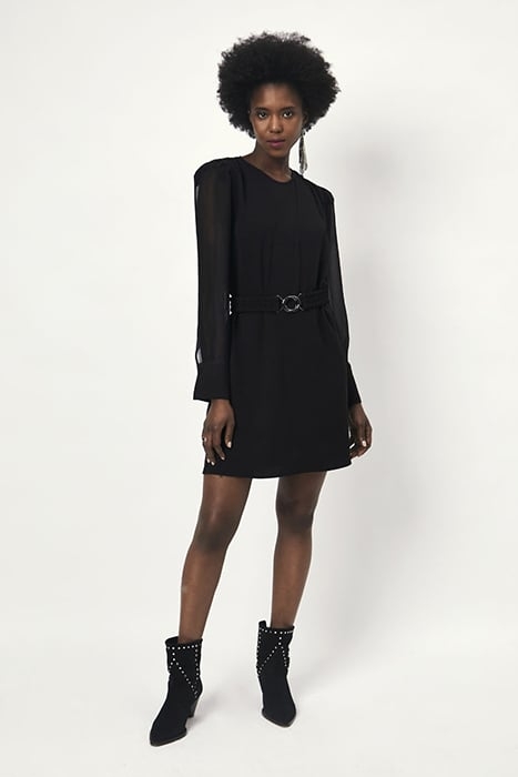 MARVEY CONTRAST SHEER DRESS RAVEN 1