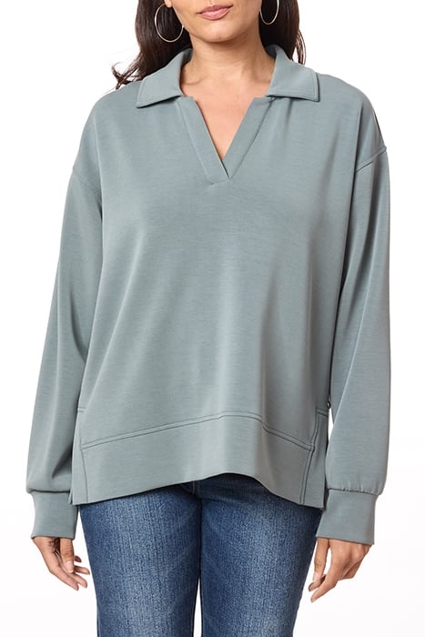 JOHNNY COLLAR SLIT HEM POPOVER BALSAM GREEN 1