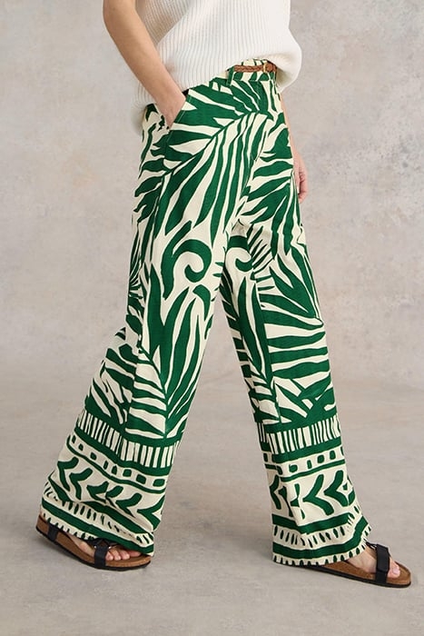 LUCINDA ECO VERO WIDE TROUSER GREEN PRINTED 3