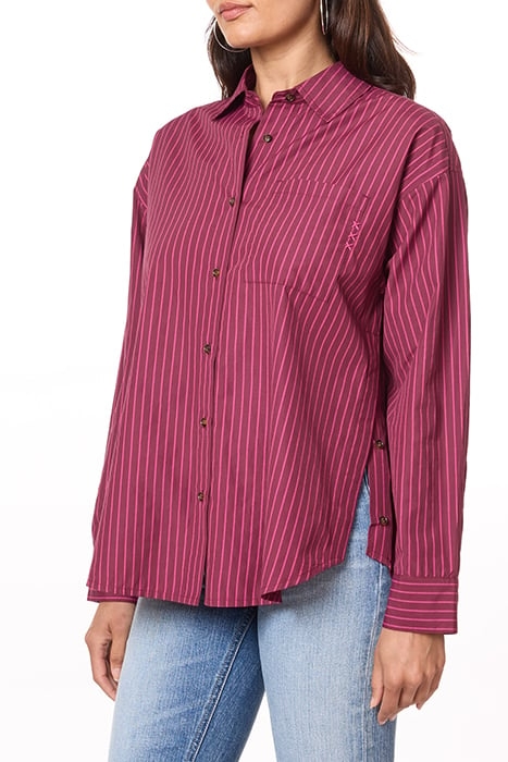 BOYFRIEND SHIRT W/ BUTTON DTL BURGUNDY/MAGENTA 3