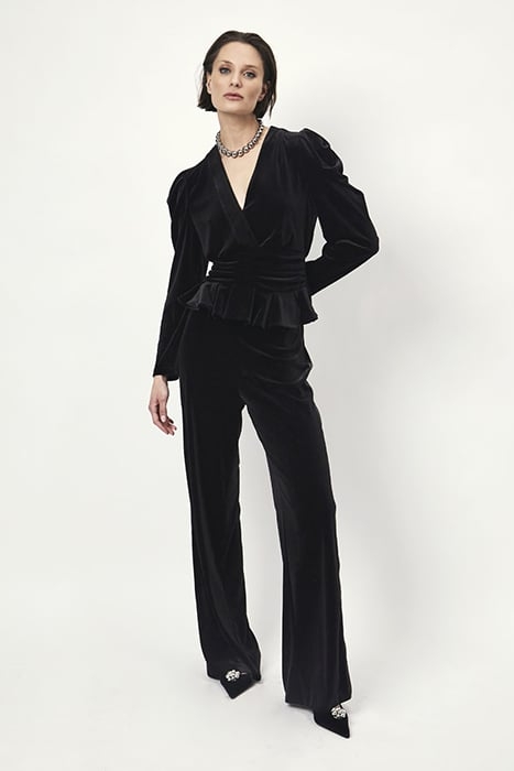 ALVIE VELVET PALAZZO PANTS RAVEN 1