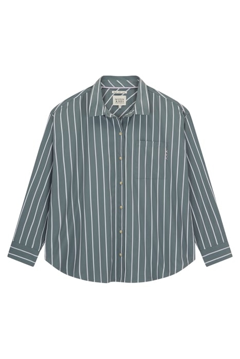 BOYFRIEND SHIRT W/ BUTTON DTL BALSAM GREEN/ORCHID PETAL 2