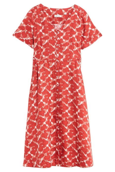 IVY LINEN MINI DRESS RED PRINTED 2