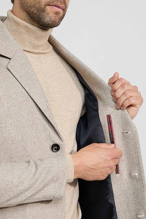 WOOL HERRINGBONE OVER COAT SAND 6