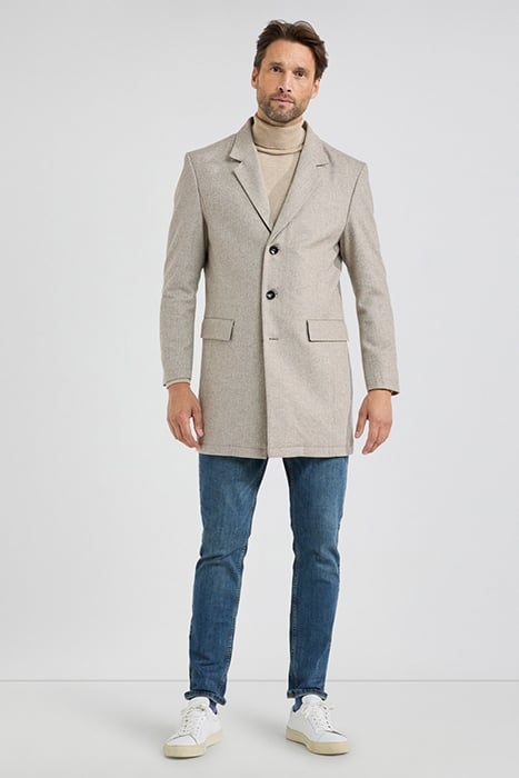 WOOL HERRINGBONE OVER COAT SAND 2