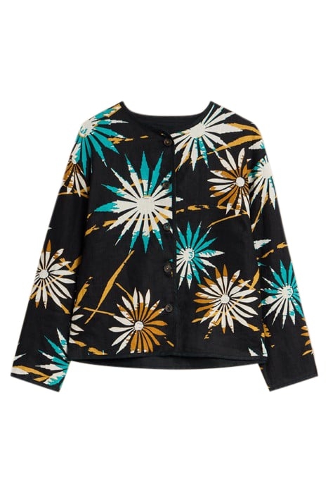 ADELE REVERSIBLE LINEN JACKET BLACK PRINTED 3