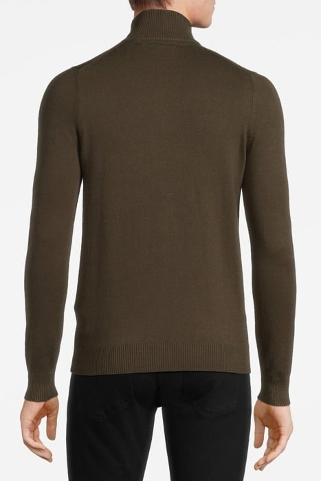 COTTON MERINO QUARTER ZIP JUMPER OLIVE 2