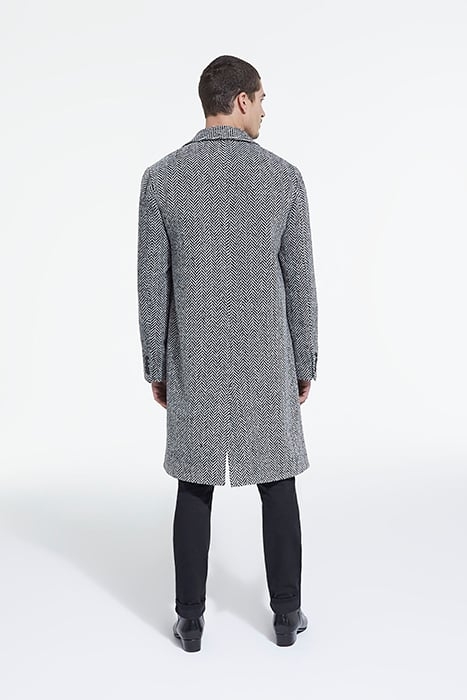 MANTEAU LONG CHEVRON AVEC POCHES BLACK WHITE 4