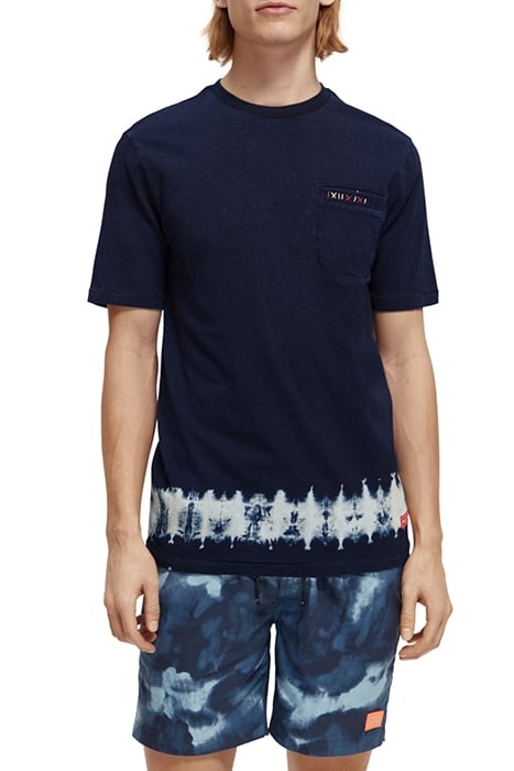 INDIGO TEE WITH PLACEMENT TIE-DYE INDIGO AND PRINT 1
