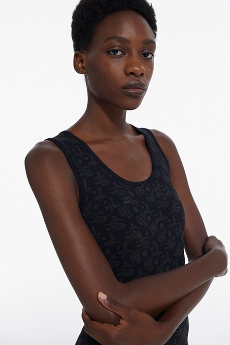 ROBE JACQUARD LOGO ALL OVER BLACK DARK GREY 6