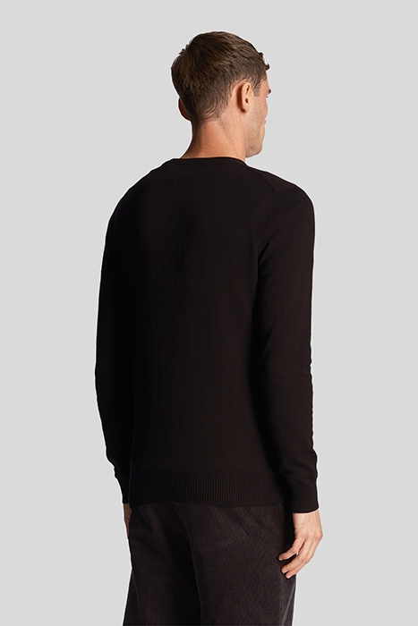 COTTON MERINO CREW JUMPER JET BLACK 2
