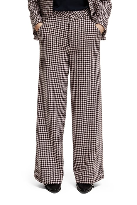 HANA - HOUNDSTOOTH HIGH RISE WIDE LEG PANTS HOUNDSTOOTH PINK 1