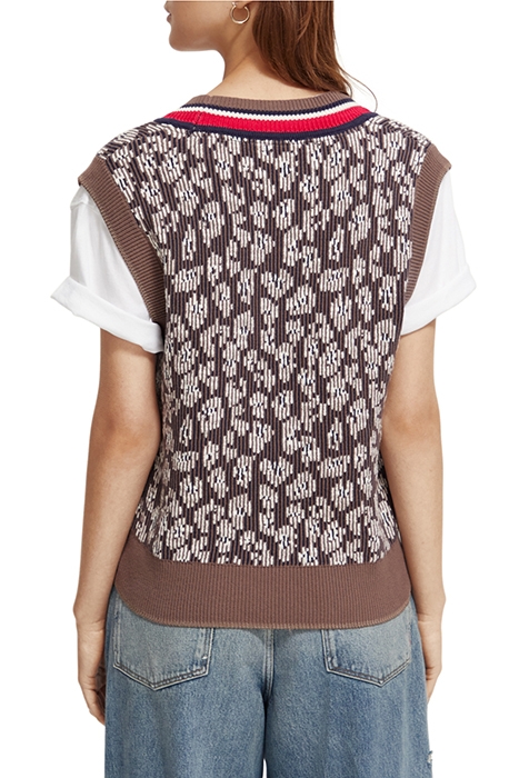 ANIMAL JACQUARD KNITTED SPENCER TAUPE 2